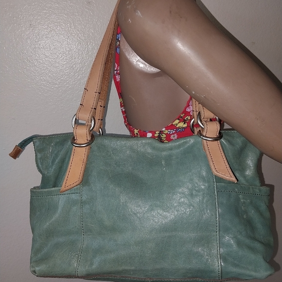FOSSIL OLIVE GREEN LEATHER BAG# 4652. EUC - Picture 5 of 16